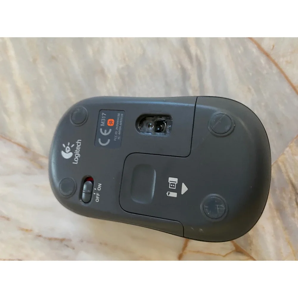 Logitech M317 Wireless Optical Mouse Silver Black Compact Laptop Peripheral